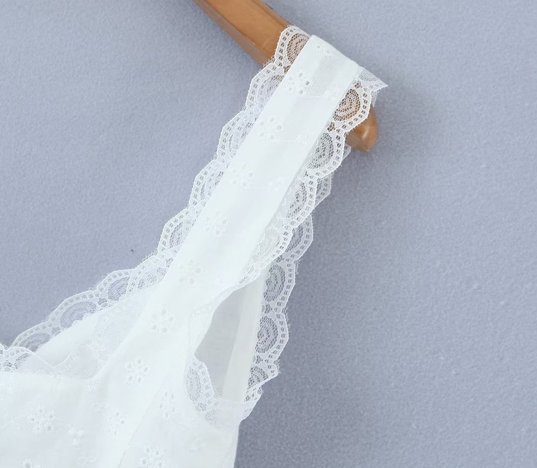 White Lace Open Front Top