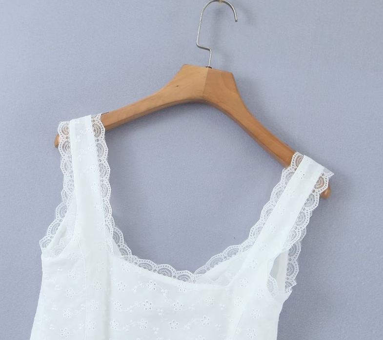 White Lace Open Front Top