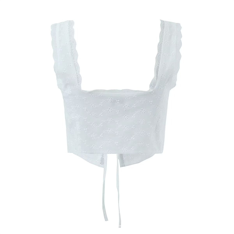 White Lace Open Front Top