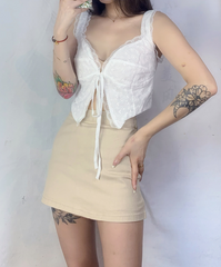 White Lace Open Front Top