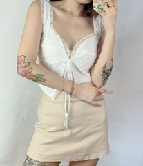 White Lace Open Front Top