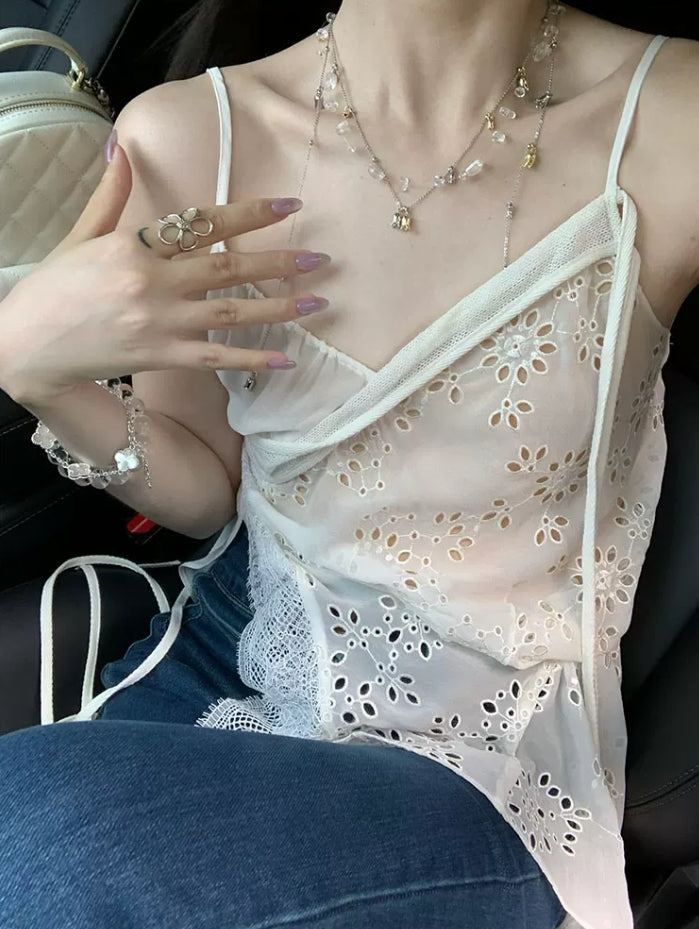 White Lace Wrap Sling Top