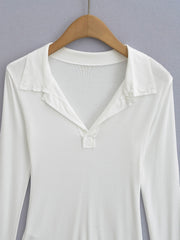 White Long Sleeves Polo Shirt