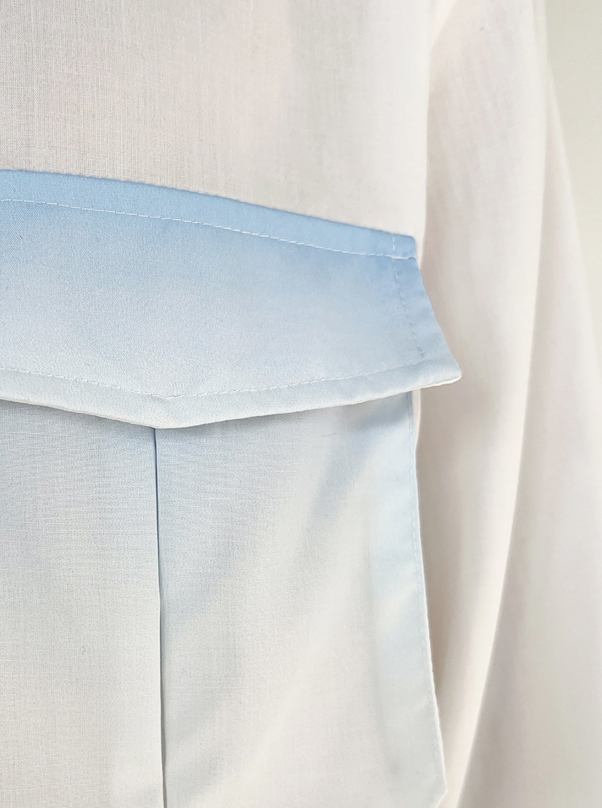 White Long Sleeves Shirt With Blue Ombre Details