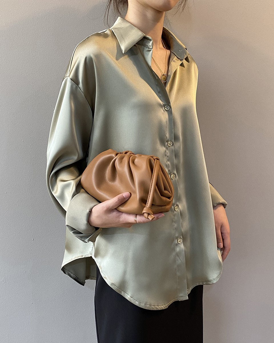 White Loose Satin Shirt