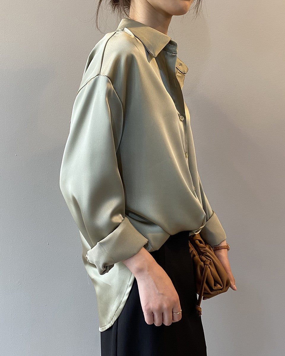 White Loose Satin Shirt