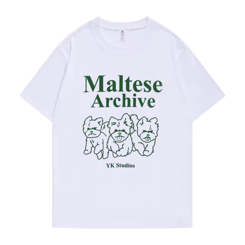 White Maltese Archive Graphic T-Shirt