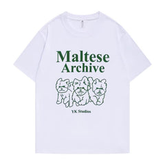 White Maltese Archive Graphic T-Shirt