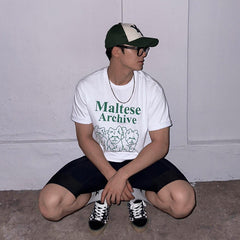 White Maltese Archive Graphic T-Shirt