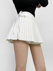 White Micro Pleats Side Lace Skirt