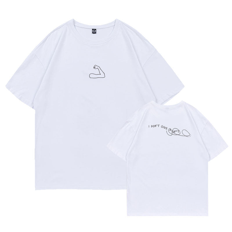 White Minimalist Arm Print T-Shirt