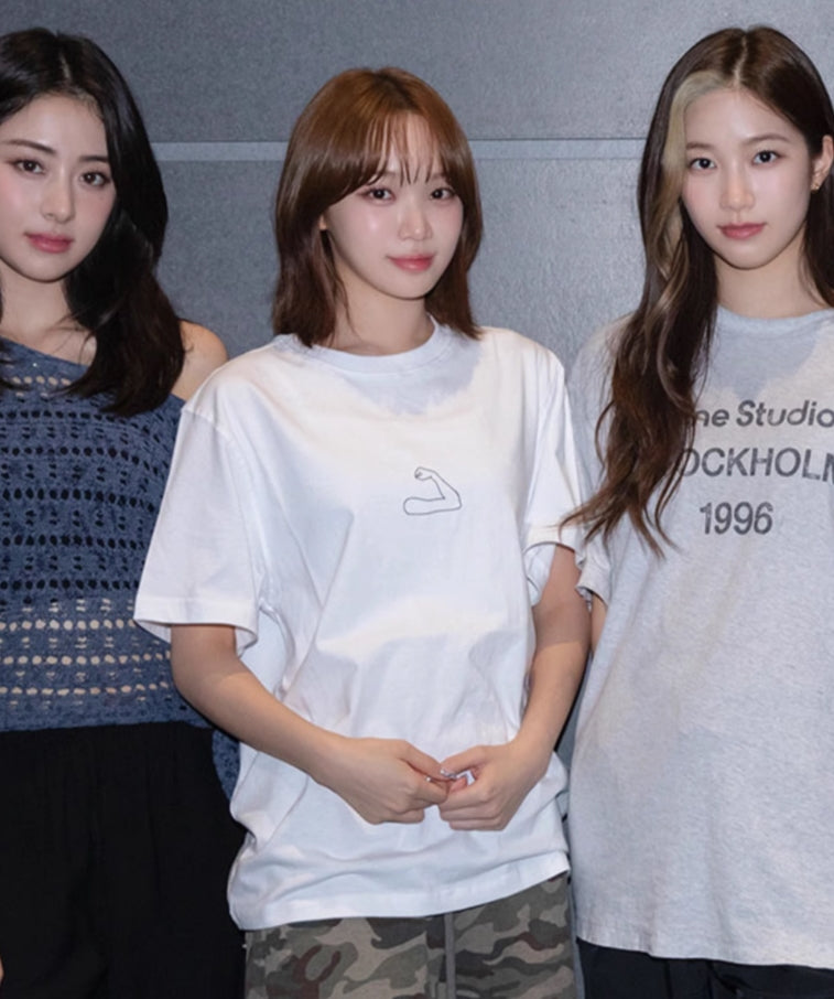 White Minimalist Arm Print T-Shirt