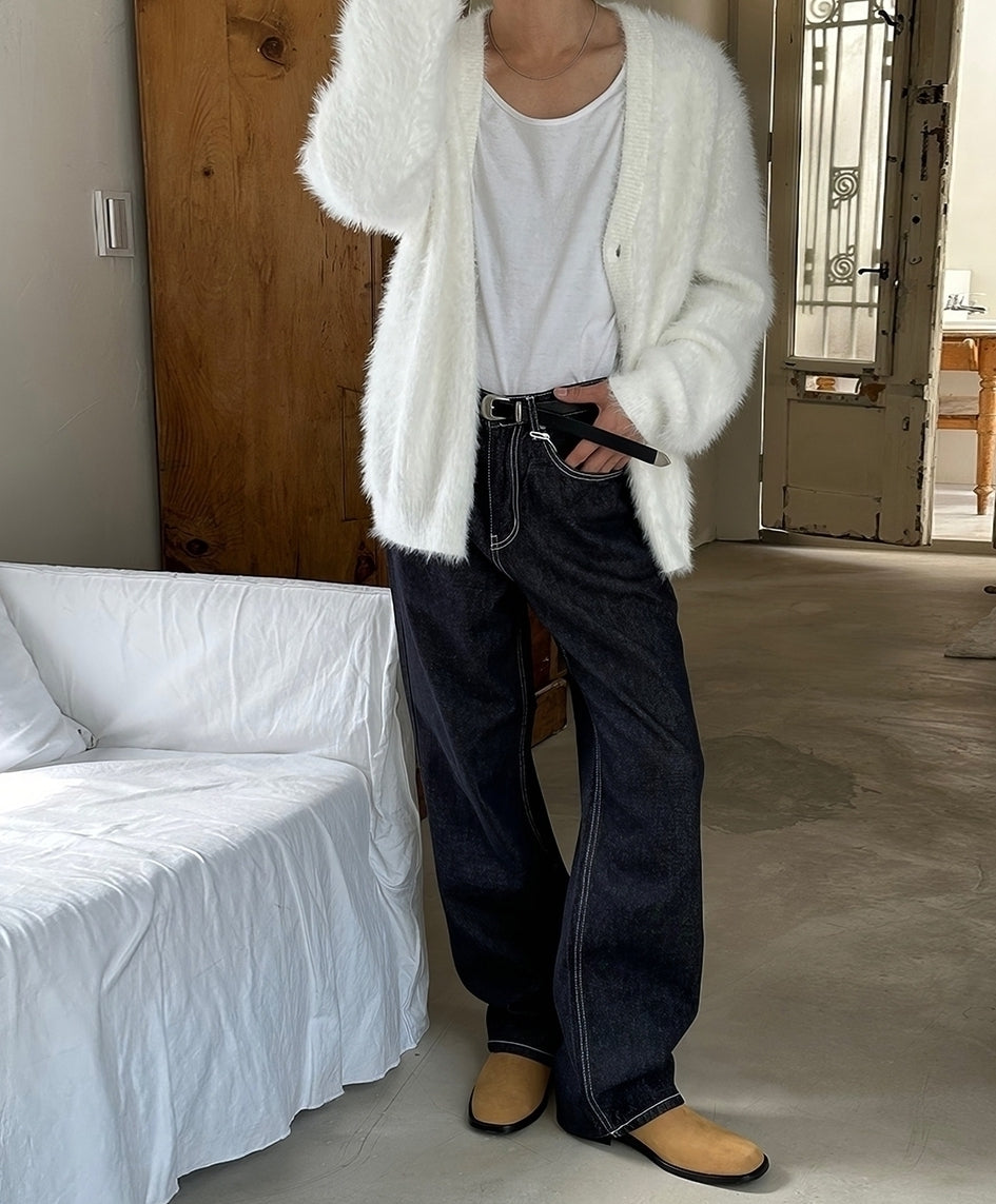 White Mink Button-Up Cardigan