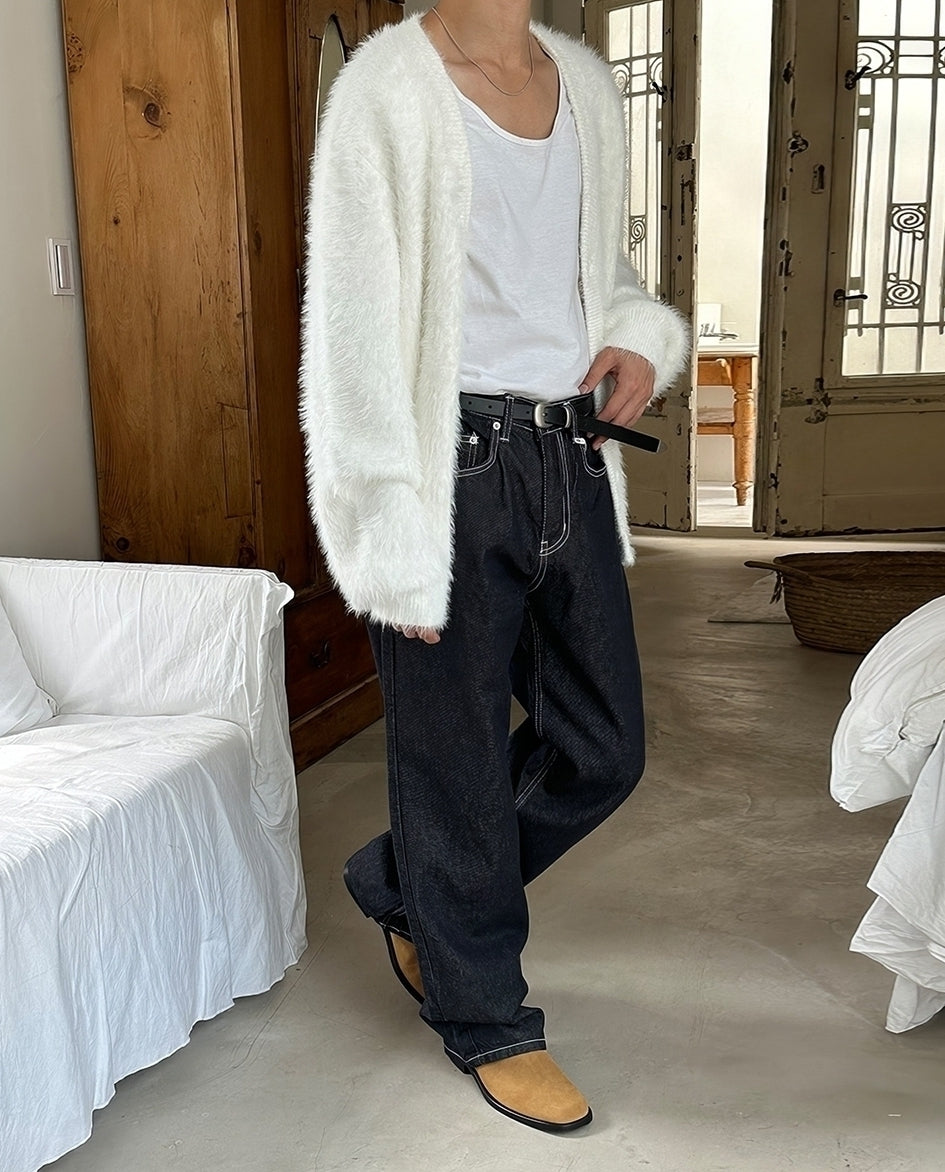 White Mink Button-Up Cardigan