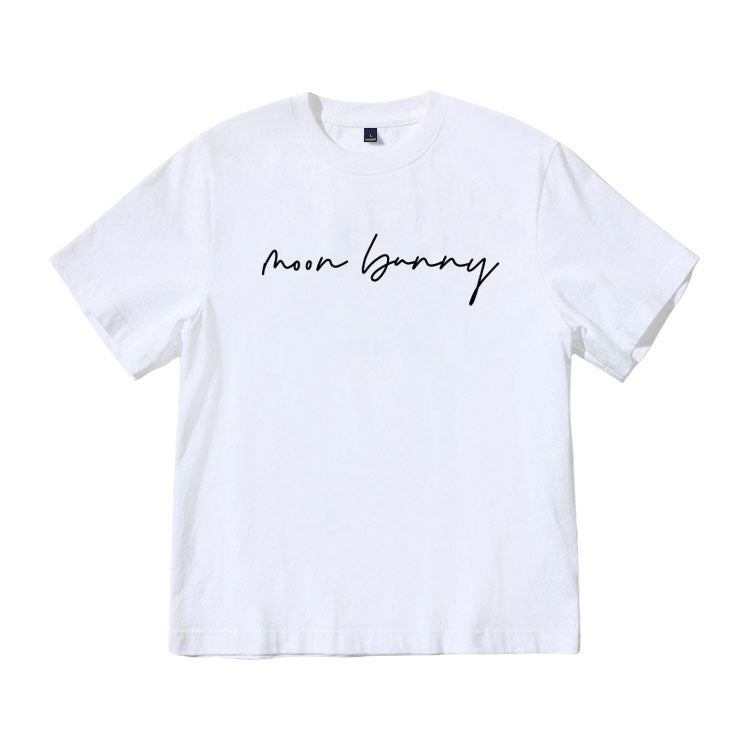 White Moon Bunny Calligraphy T-Shirt
