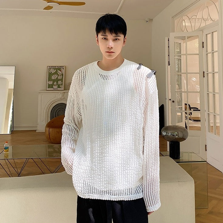 White Net Long Sleeves Top