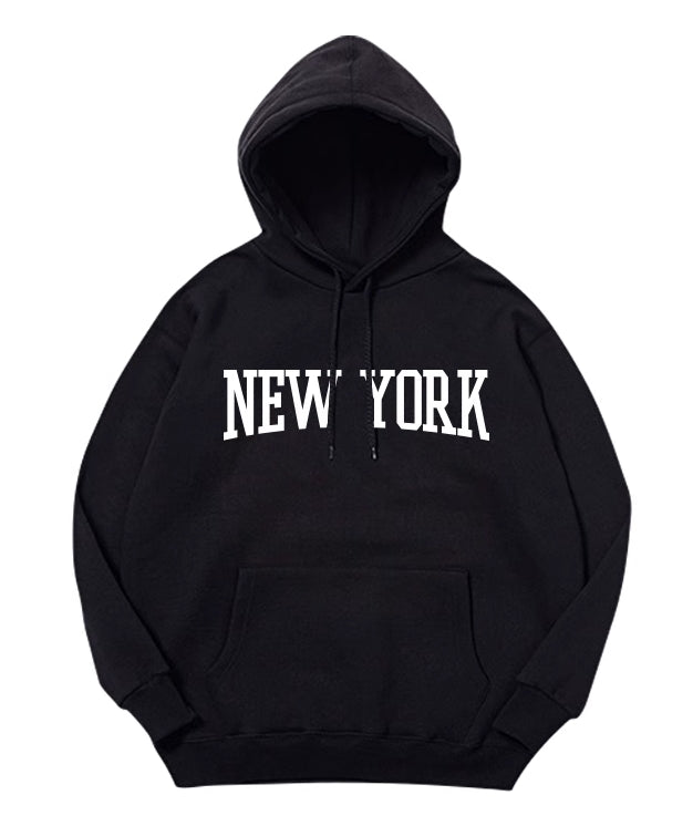 White New York Print Hoodie