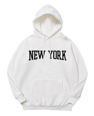 White New York Print Hoodie