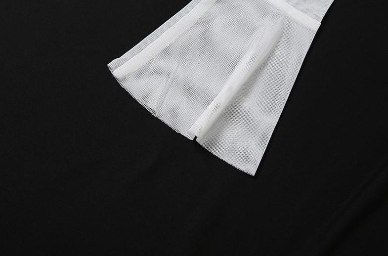 White Off-Shoulders Mesh Tassel Top
