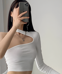 White One-Shoulder Asymmetrical Crop Top