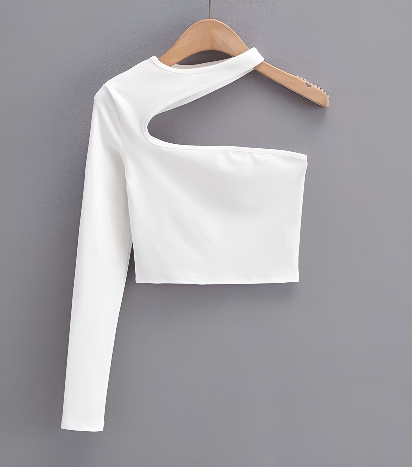 White One-Shoulder Asymmetrical Crop Top