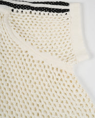 White Open Knit Polo Shirt