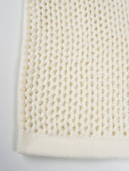 White Open Knit Polo Shirt
