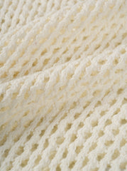 White Open Knit Polo Shirt