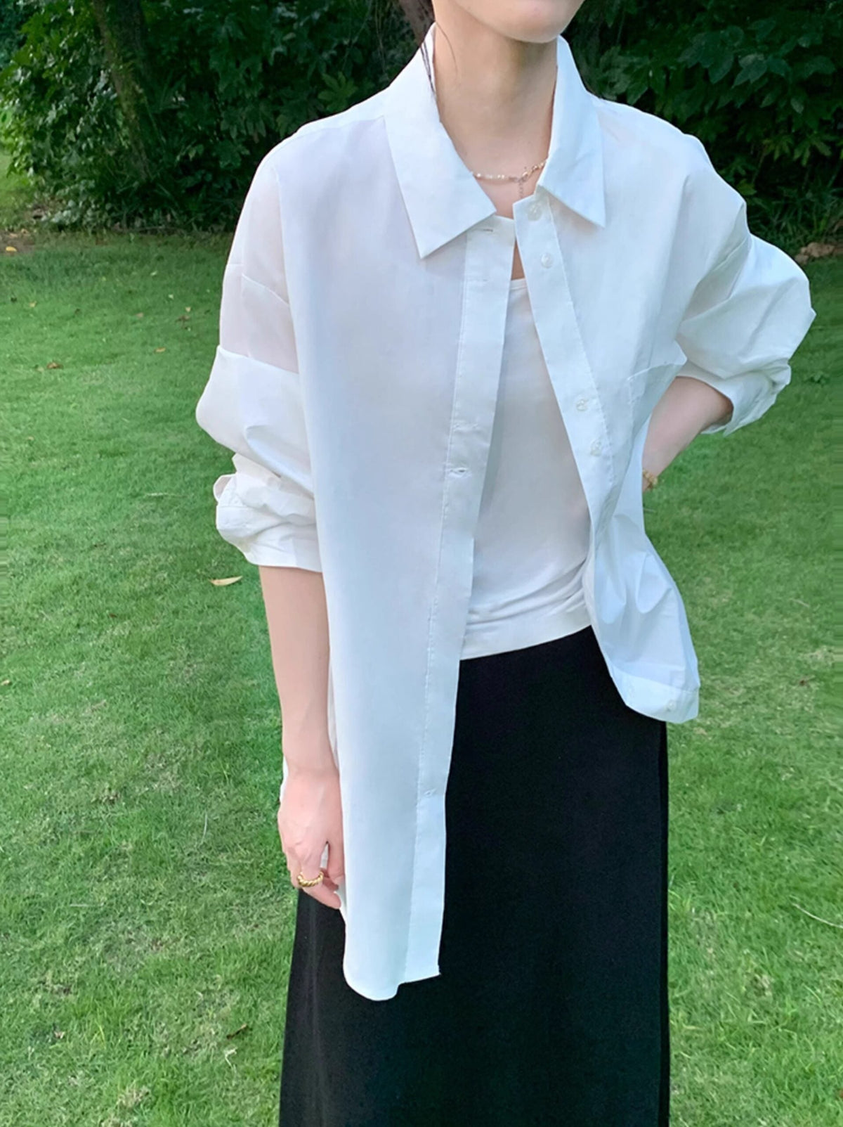 White Oversized Basic Shirt