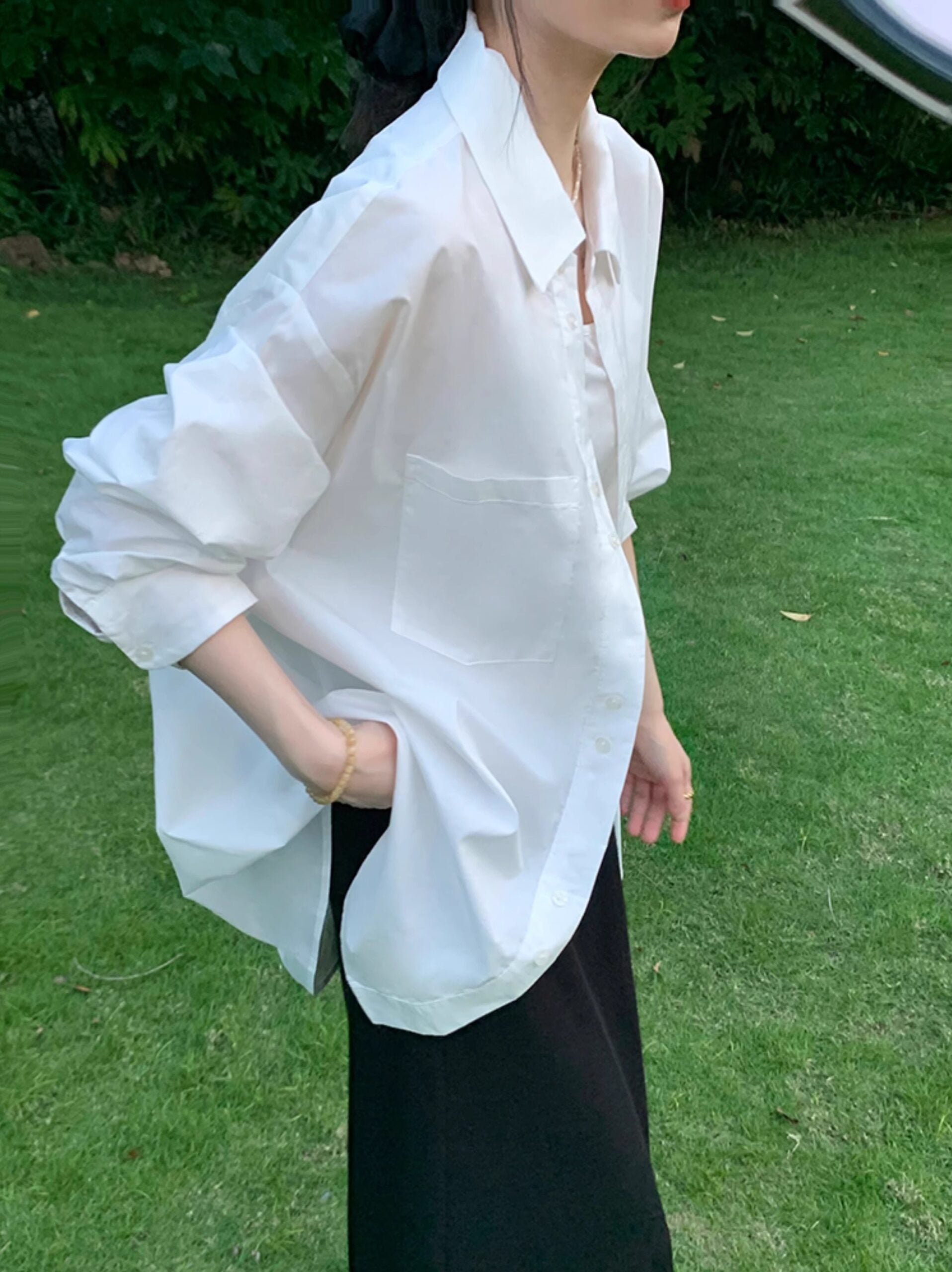 White Oversized Basic Shirt