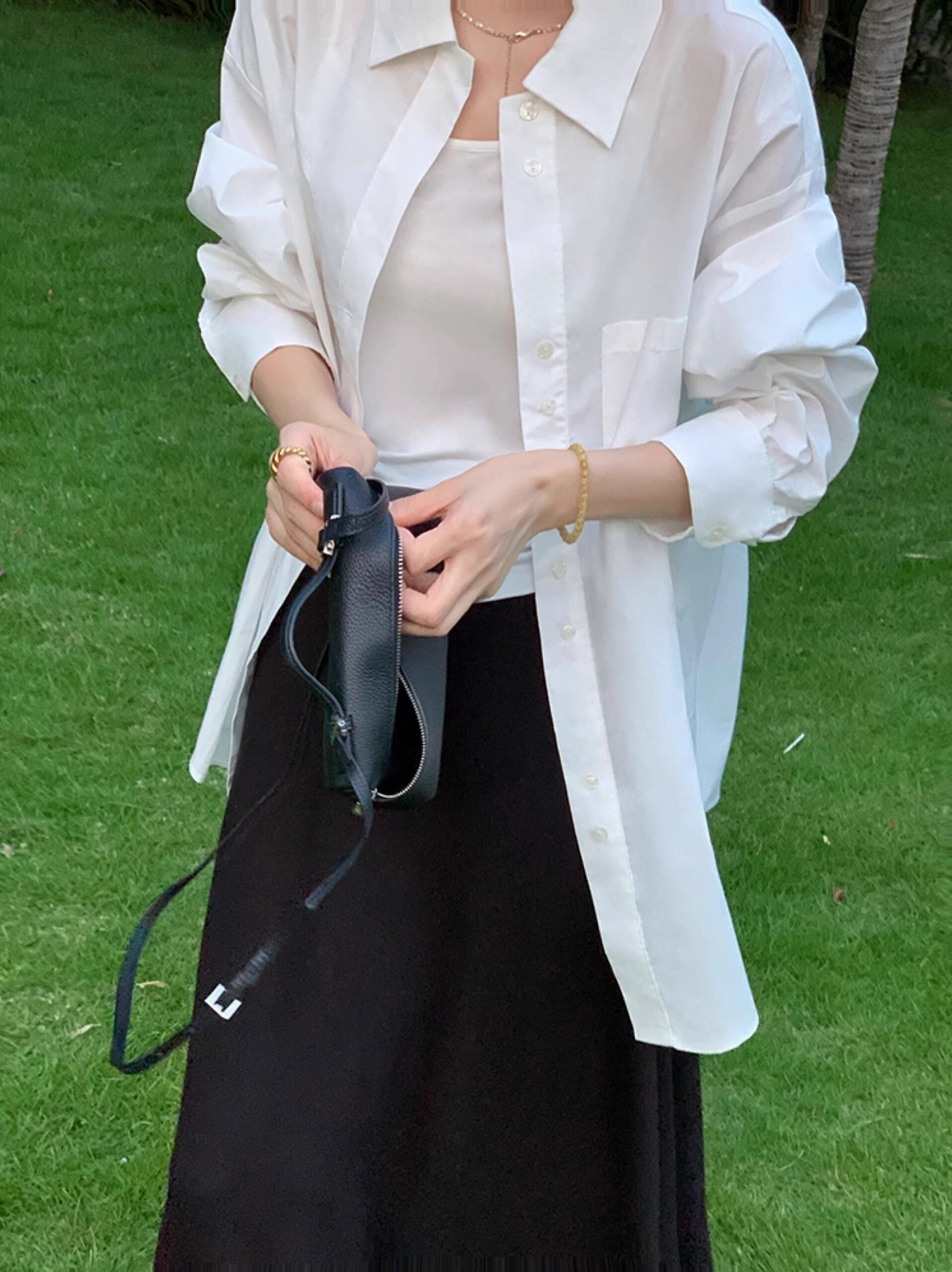 White Oversized Basic Shirt