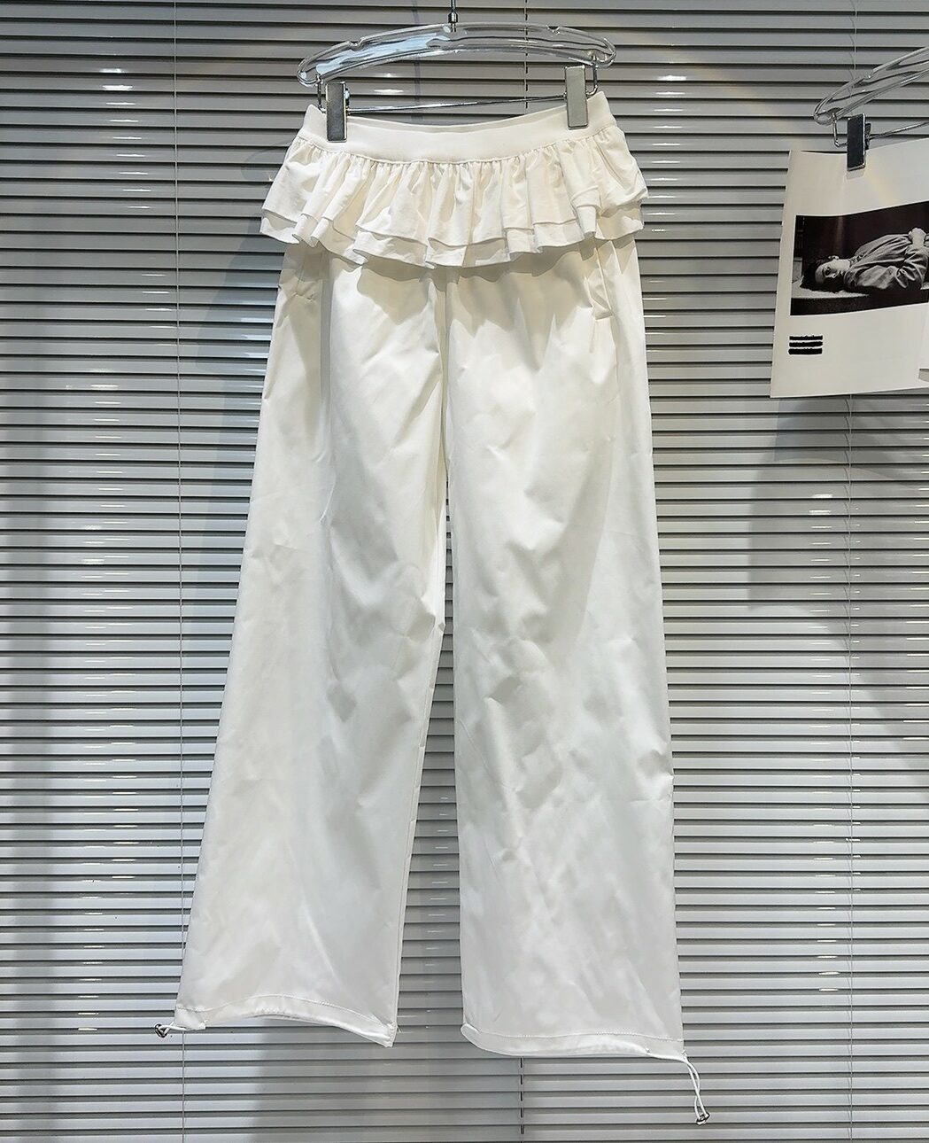 White Pants With Detachable Pleated Skirt