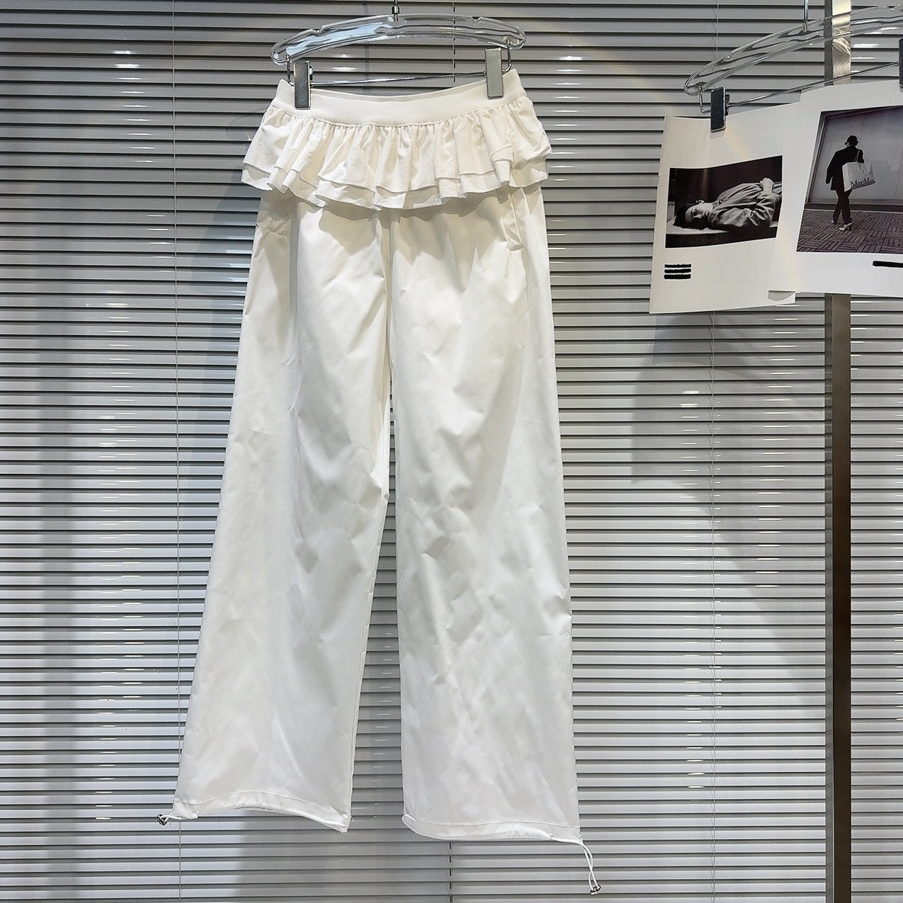 White Pants With Detachable Pleated Skirt