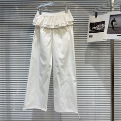 White Pants With Detachable Pleated Skirt