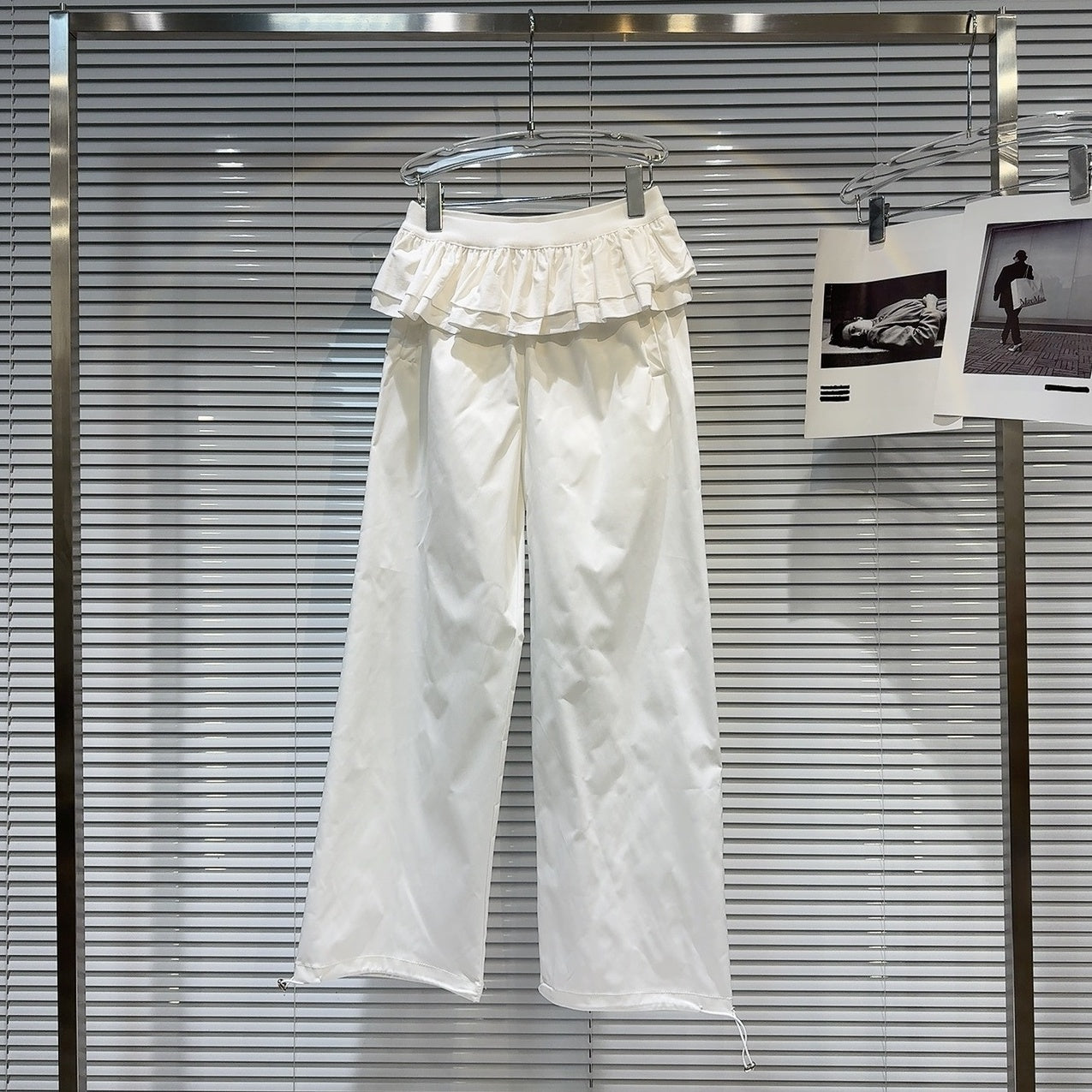 White Pants With Detachable Pleated Skirt