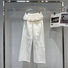 White Pants With Detachable Pleated Skirt