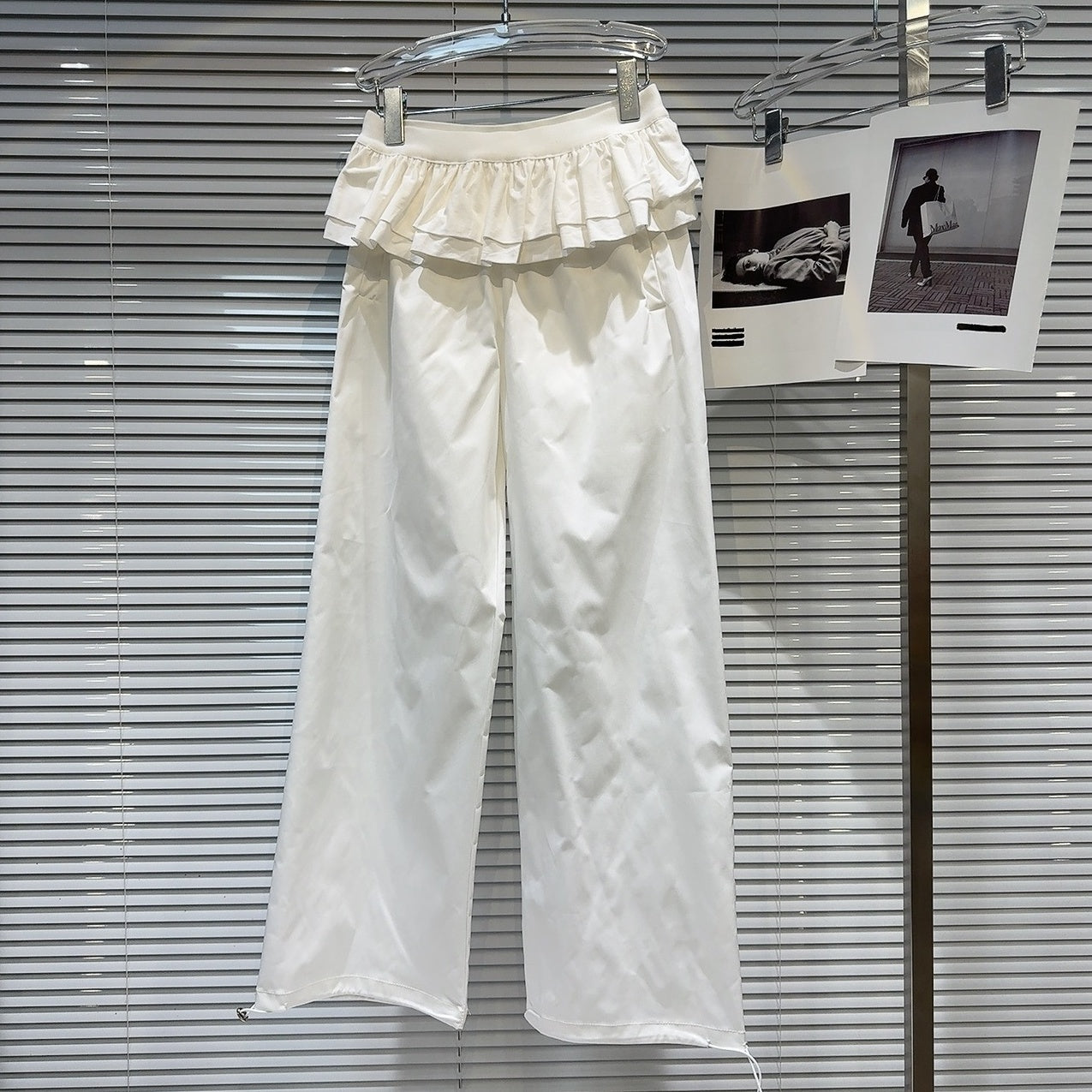 White Pants With Detachable Pleated Skirt