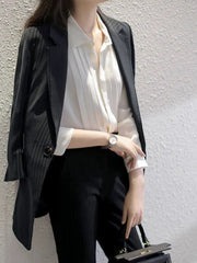 White Pleated Button-Down Shirt