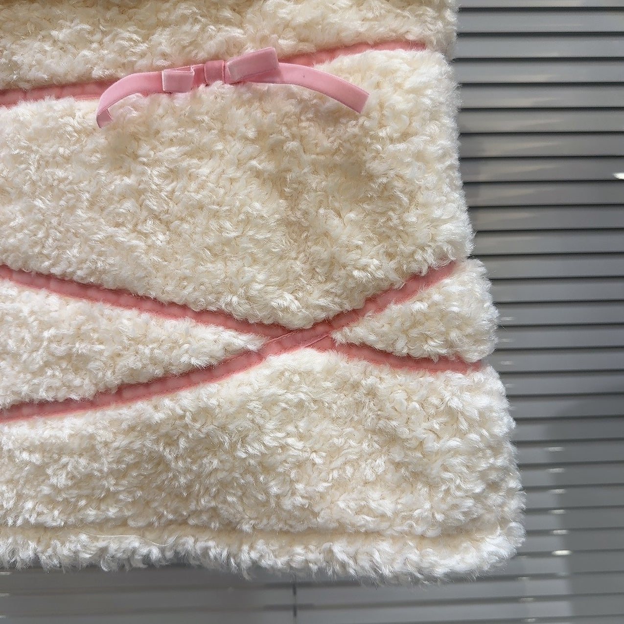 White Plush Skirt With Pink Ribbons