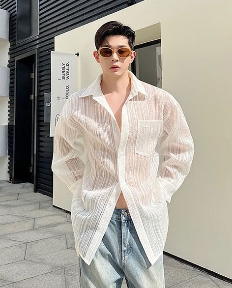 White Pocket See-Through Shirt