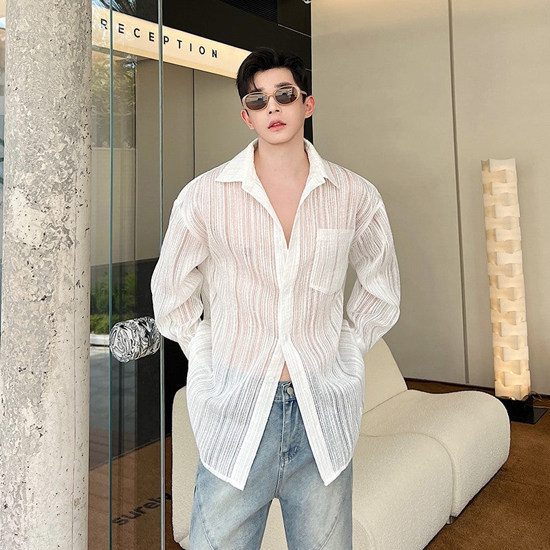 White Pocket See-Through Shirt