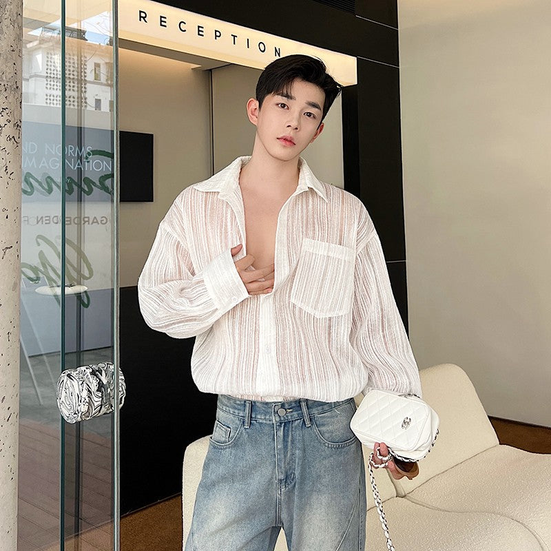 White Pocket See-Through Shirt