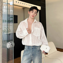 White Pocket See-Through Shirt