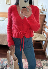 White Pointelle Button Knit Top