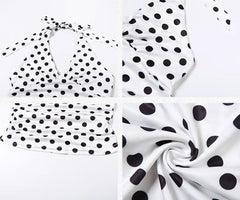 White Polka Dots Halter Top