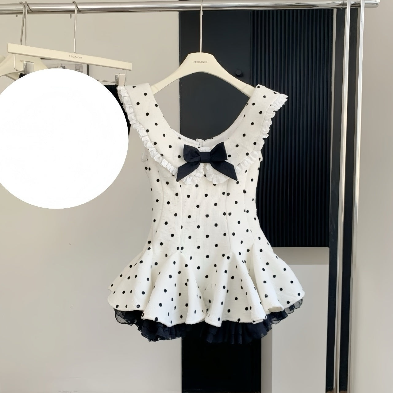 White Polka Dots Mini Dress