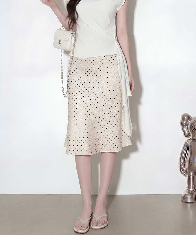 White Polkadot Midi Skirt