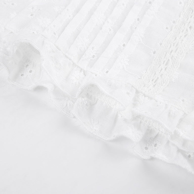 White Puff Sleeve Button-Down Top