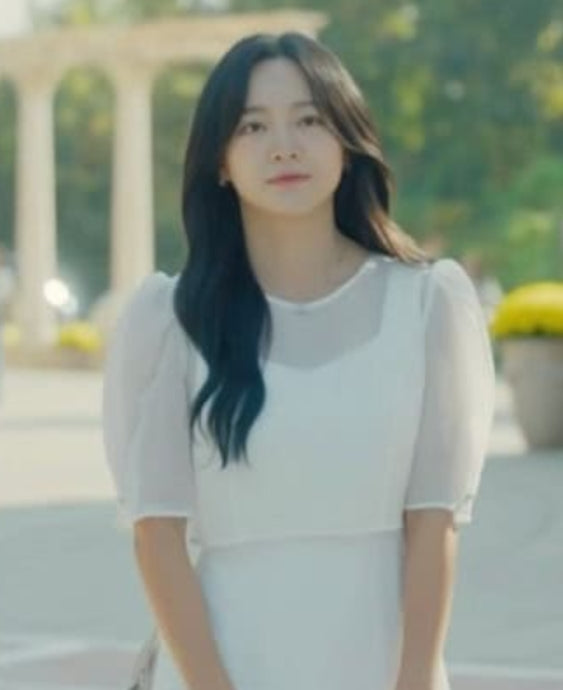 White Puff Sleeves A-Line Dress