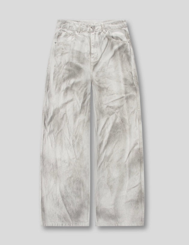 White Ragged Style Wide Leg Jeans
